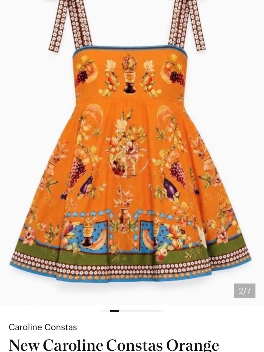 Caroline Constas Orange Smocked Sundress